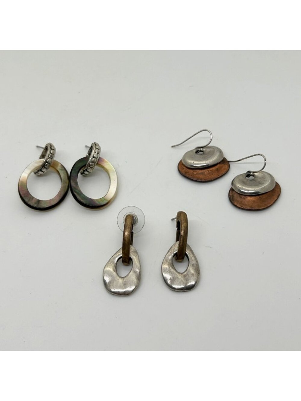 Chicos & Mother Of Pearl Earring Lot Hoop Drop Mixed Metal Pierced Dangle